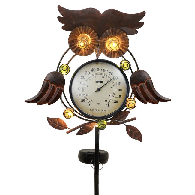 Outdoor Thermometer Metal Sun Garden Stake Outside Thermometer For