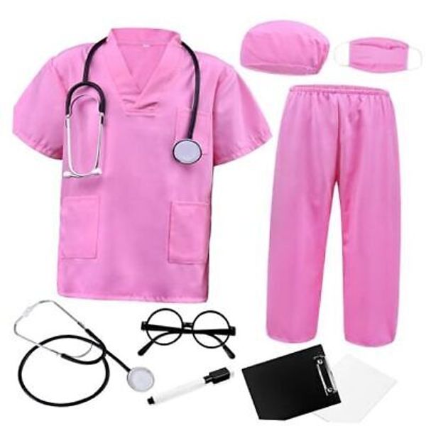 Doctor Scrubs Set,Doctor Kit for Kids,Doctor Costume With Pretend 5/120 Pink