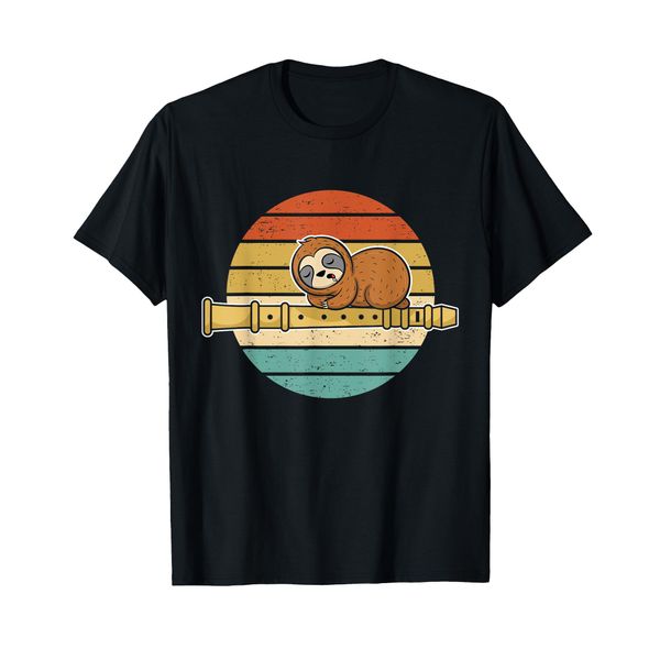 Cute Sloth With Flute Player Lazy Flutist T-Shirt