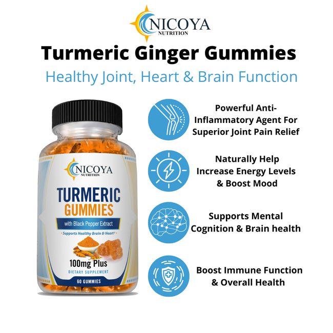 Turmeric Curcumin Gummies - Pain Relief, Joint Support, Brain & Immune Health