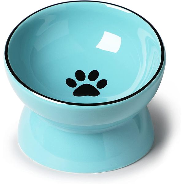 ONTUBE Ceramic Raised Cat Dishes or Small Dog Bowl Pet Food or Water Bowls 5.3-