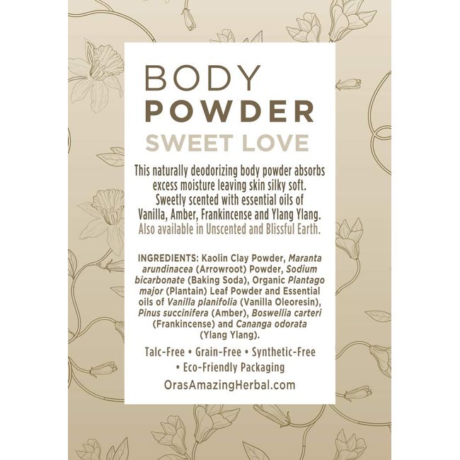 Talc Free Body Powder, Sweet Love Vanilla – Ora's Amazing Herbal