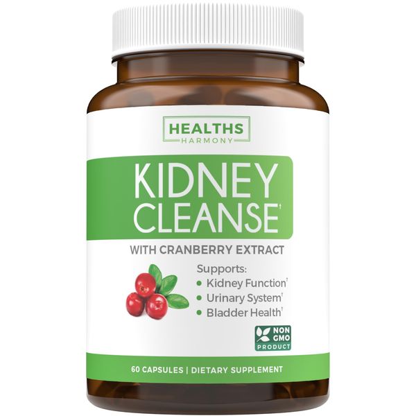 Kidney Cleanse Detox & Repair (Non-GMO) Support Urinary Tract and Bladder Control - Powerful VitaCran Cranberry Extract & Natural Herbs - Kidney Health Supplement - 60 Vegetarian Capsules (No Pills)