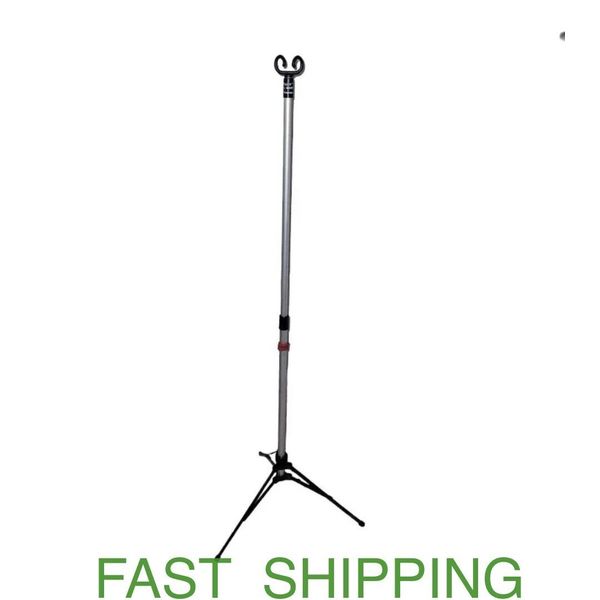 IV Pole Sharps Pitch-It Portable Adjustable Lightweight 2 Hook 3 Legs Therapy