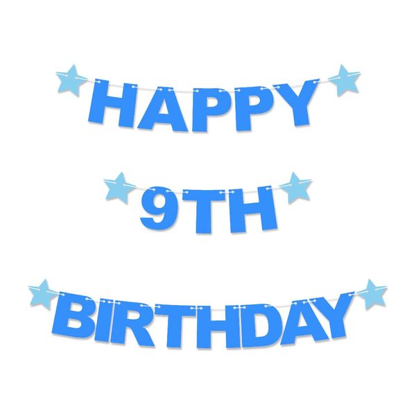 Happy 9th Birthday Customisable Recyclable Card Party Bunting