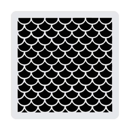 Mermaid & Fish Scale Stencil Pattern, 5 x 5 Inch Size | Decorating and Crafting Food Safe Stencils from Bakell