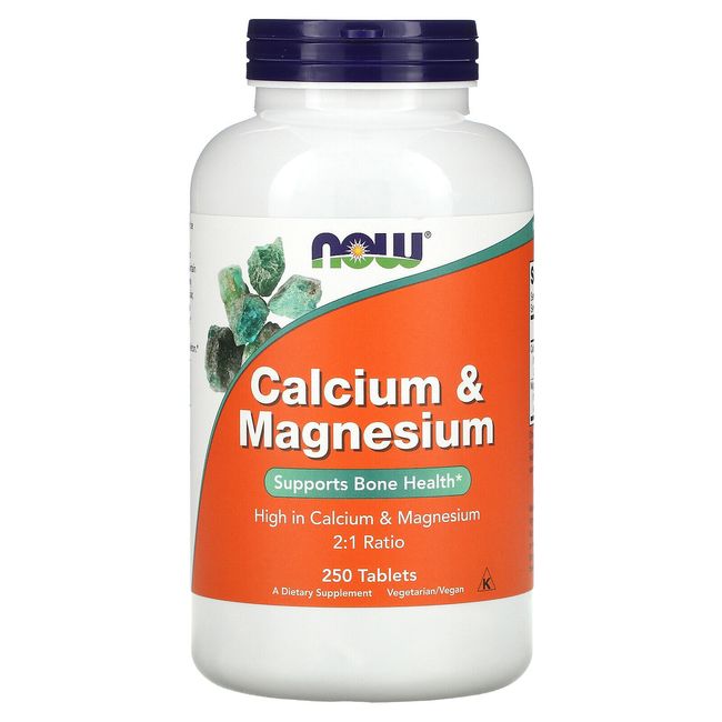 Now Foods Calcium  Magnesium 250 Tablets GMP Quality Assured, Kosher, Vegan,