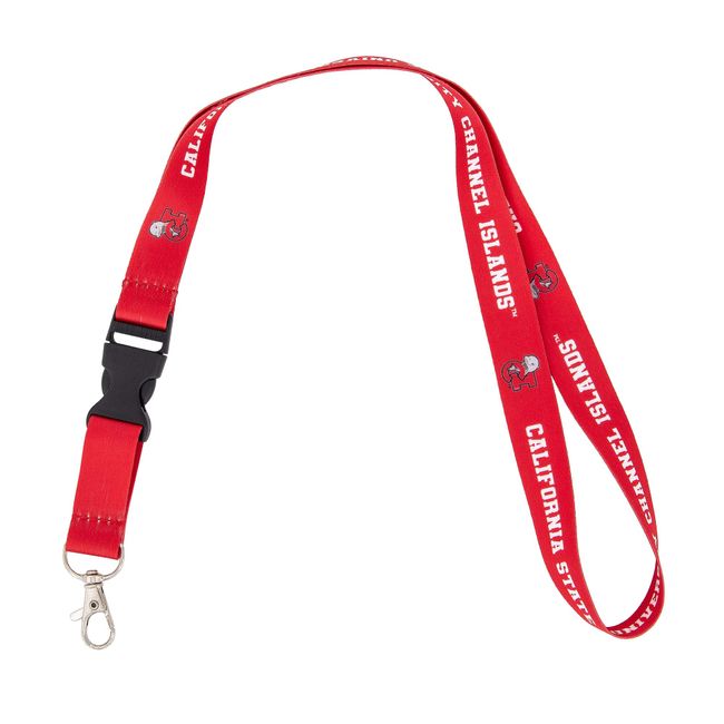 Desert Cactus Cal State Channel Islands University Lanyard California Ekho the Dolphin Car Keys ID Badge Holder Keychain Detachable Breakaway Snap Buckle (Red)