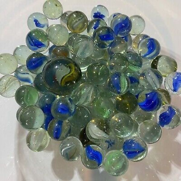 Vintage Lot of 99 Mixed Vintage Glass Marbles Marble Set W/ Bag Kids Toy