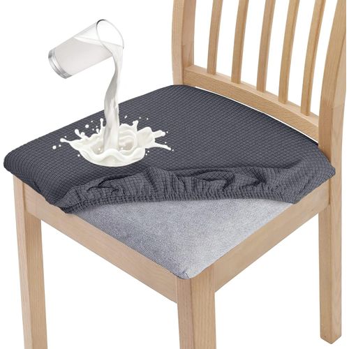 Granbest Stylish Waterproof Dining Chair Seat Covers Set of 6, High Stretch Dining Chair Seat Cushion Slipcovers Washable Seat Protector for Banquet, Kitchen, Party, Hotel (Grey, Set of 6)
