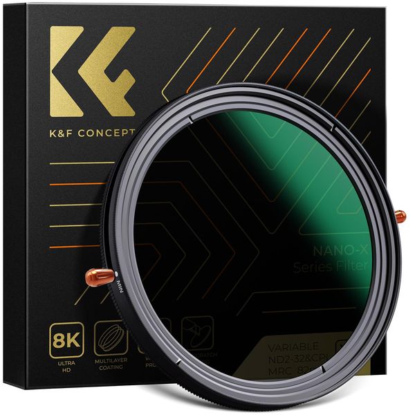 K&F Concept 72mm Variable ND Filter+CPL 2 in 1 Function Graduated Fader Neutral Density Filter MRC 18-Layer ND2-ND32