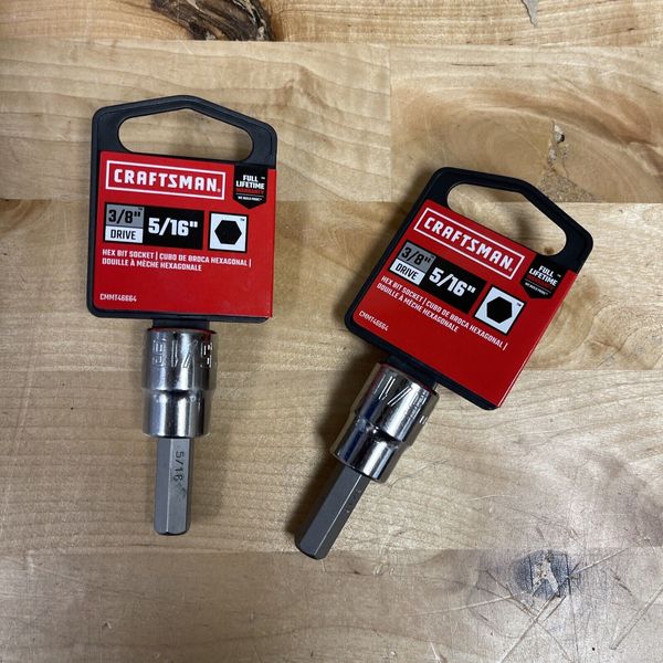 2 Pack Craftsman 5/16" Hex Bit Standard SAE Driver Socket 3/8" Drive CMMT46664