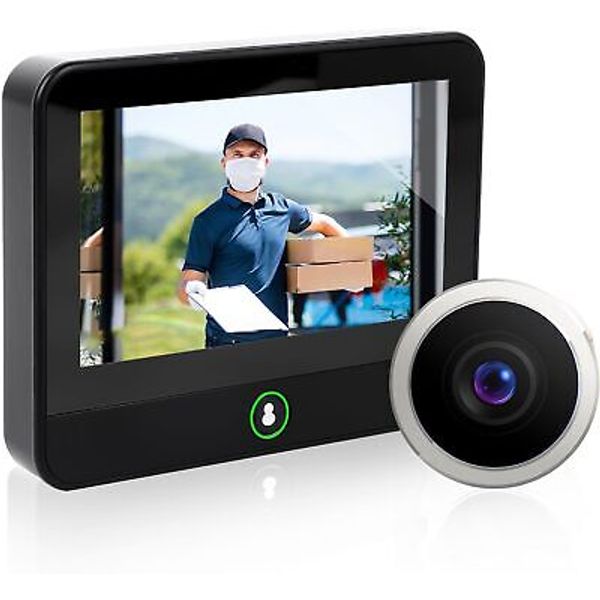 1080P Digital Door Viewer, Wide Angle Peephole Camera, App Monitoring, Black