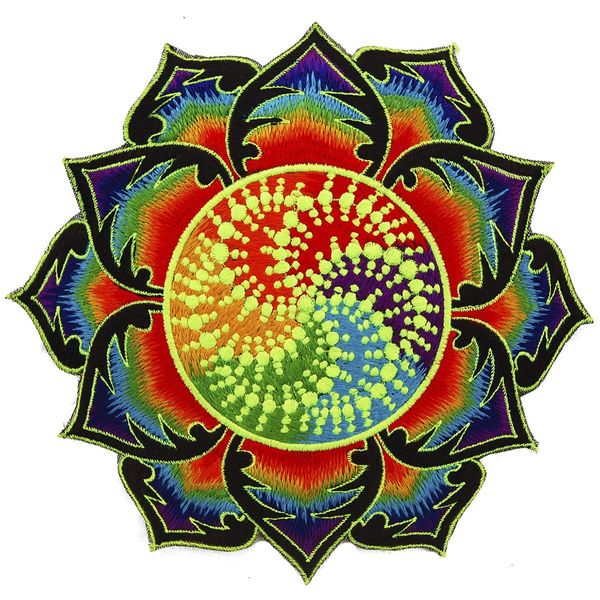 ImZauberwald Rainbow Fractal Crop Circle Patch ~7inch Handmade Psychedelic Art