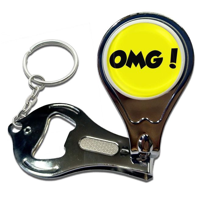 BadgeBeast.co.uk OMG! Oh My God - Key Ring Bottle Opener and Nail Clipper