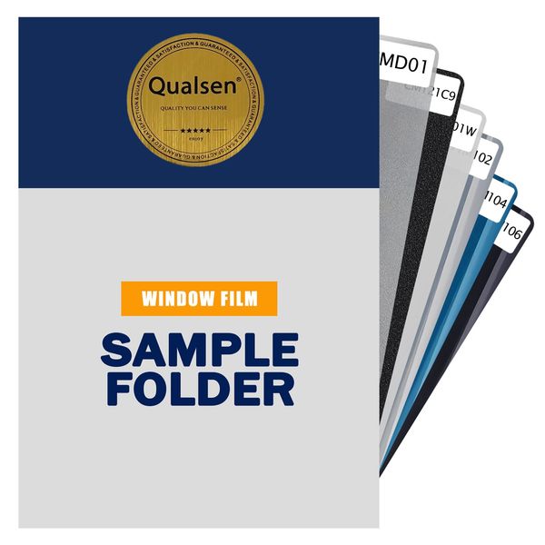 Qualsen Window Film Privacy Sample Folder DIN A5 - Privacy Film for Glass Windows with Static Adhesion - Frosted Window Film and One Way Window Film - Window Tint for Home and Office