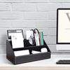 Richblue Remote Control Rack, PU Leather Desk Organizer, Remote Control Stand, Multifunctional Tabletop Storage Box, Remote Control, Storage, Remote Control Stand, Small Items, Desktop, Storage, Desk,