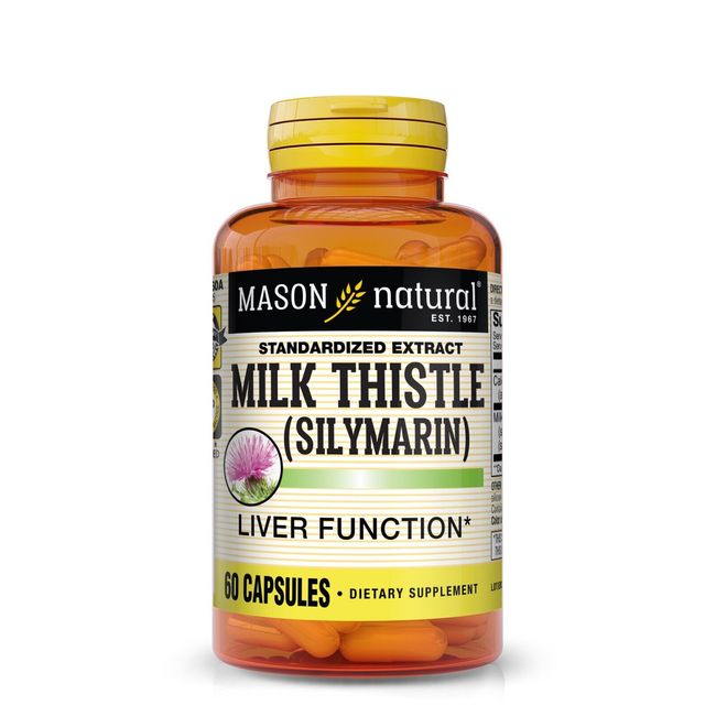 Mason Natural Milk Thistle 80% Silymarin. Health Liver Function & Detox, 60 Caps