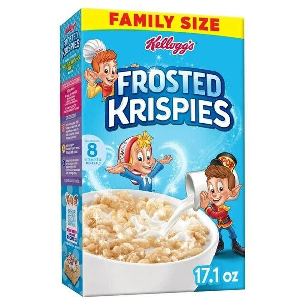 Kellogg's Frosted Krispies Frosted Flavor Breakfast Cereal, Family Size, 17.1 oz