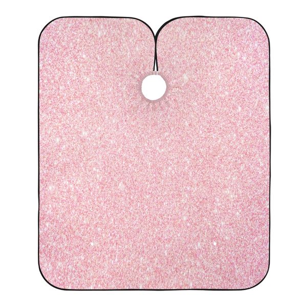 Blueangle Pink Glitter Texture Barber Cape Waterproof Salon Hairdresser Cape with Adjustable Snap Closure, Perfect for for Men Salon and Home Use