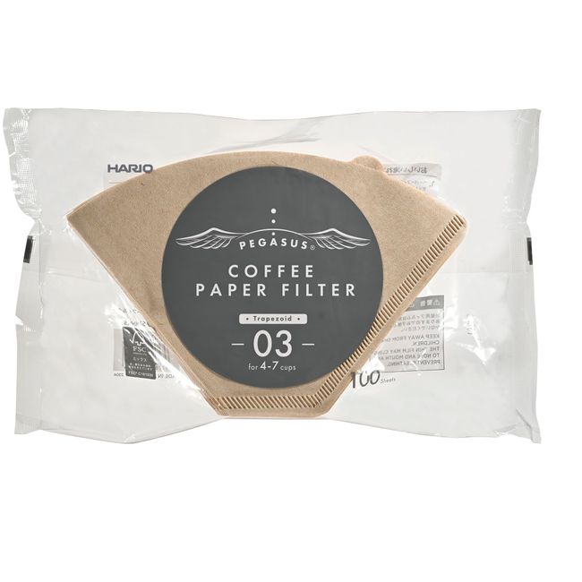 HARIO PEF-03-100M Pegasus Coffee Paper Filter 03M Misarashi 4-7 Cups, 100 Pieces, Made in Japan