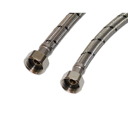 Aumix x2 (Pair) ½” x ½” inch BSP 9mm Bore 500mm Flexible Braided Pipe Kitchen Basin Monobloc Mixer Tap Connector Hose WRAS Approved