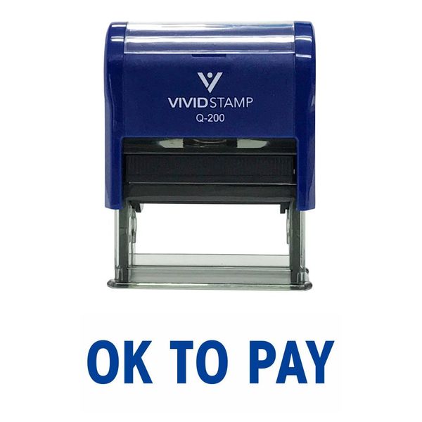 OK to Pay Self Inking Rubber Stamp (Blue Ink) - Medium