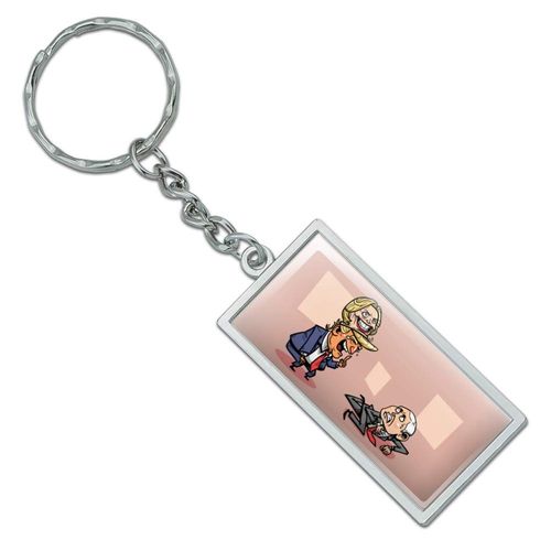 GRAPHICS & MORE Rectangle Donald Trump Hillary Clinton Mask Scaring Mike Pence Keychain in Chrome Plated Metal