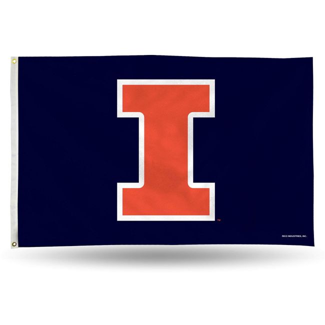 NCAA Rico Industries 3-Foot by 5-Foot Single Sided Banner Flag with Grommets, Illinois Fighting Illini