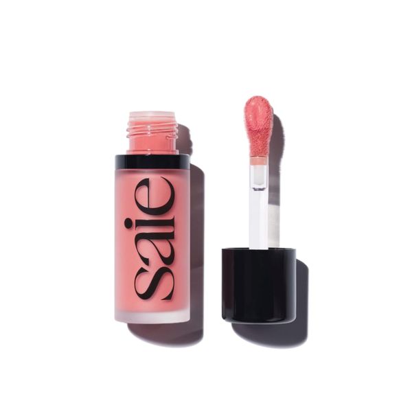 Saie Dew Blush - Lightweight Liquid Blush with a Blendable + Buildable Cream Finish - Dewy Cheek Tint with Doe Foot Wand Makeup Applicator - Neutral Pink Blush - Sweetie (.40 oz)