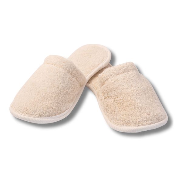 Natural Organic Cotton Towelling Slippers - Machine Washable Slippers for Women and Men - Indoor Slippers for Bathroom and Home, Unisex M Size