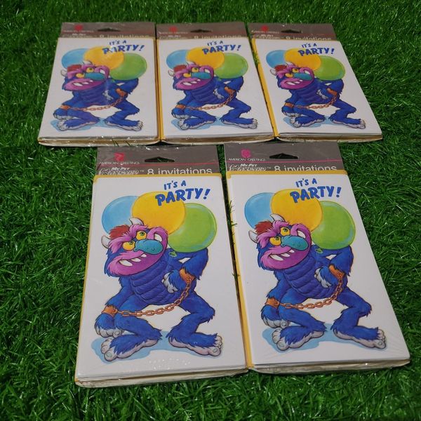 Lot Of 5 Vintage 80s My Pet Monster Party Invitations American Greetings USA NEW