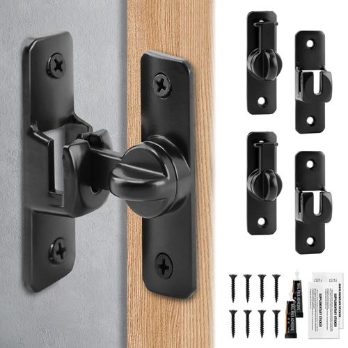2pcs Barn Door Lock Latches, 90/180 Degree Flip Barn Door Lock, Home Protect Privacy Sliding Barn Door Lock, Door Security Sliding Door Latch Lock for Cabinets,Bathroom,Garage