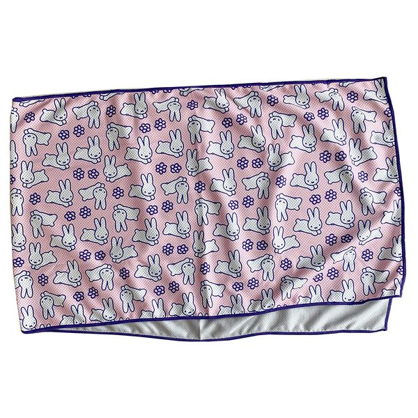 MF1002 Miffy Cool Towel, Rabbit and Flower Pattern, Pink