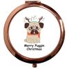 Flox Creative Rose Gold Circle Compact Mirror Merry Puggin' Christmas