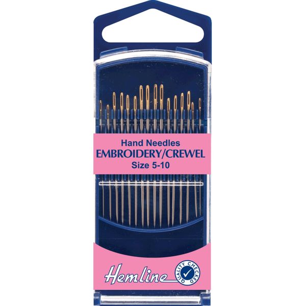 Hemline H280G.510 Gold Eye Embroidery/Crewel Hand Sewing Needles 16 Pk Size 5-10