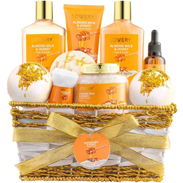 Almond Milk & Honey Beauty & Personal Set Deluxe 10 Piece Gift Basket self Care