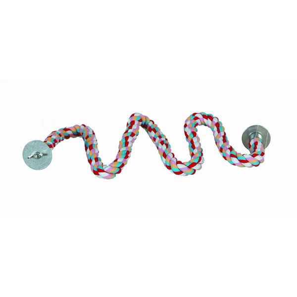 Featherland Paradise | Multicolored Zig Zag Bird Perch Made with Cotton Rope (50" x 0.75")