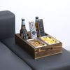 MyGift Rustic Burnt Brown Wood Sofa Snack Caddy, All-One Serving Crate Tray
