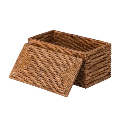 KOUBOO La Jolla Rectangular Rattan Box, Honey-Brown Toilet Roll Storage Basket