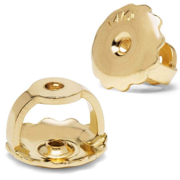 Everyday Elegance Solid 14K Yellow Gold Two Earring Back Replacement | Threaded Screw on Screw Off Hypoallergenic Post | Earring Back Locking | 1 Pair | Post Size Large .040" | with Gift Box