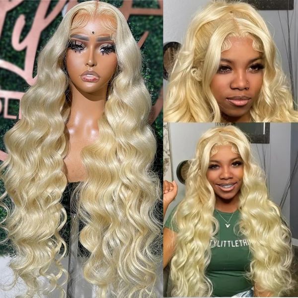 LUMIERE 613 Lace Front Wig Human Hair Body Wave 250% Density 13x4 HD Transparent Lace Blonde Wig Human Hair 12A Bleached Knots 613 Glueless Wigs Human Hair Pre Plucked 28inch