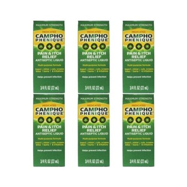 6 Pack - Campho-Phenique Pain Relieving Antiseptic Liquid, 0.75oz Each