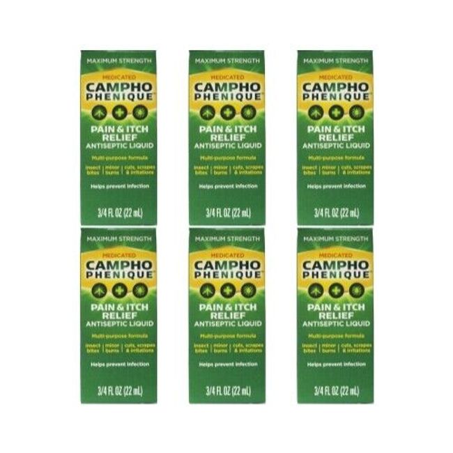 6 Pack - Campho-Phenique Pain Relieving Antiseptic Liquid, 0.75oz Each