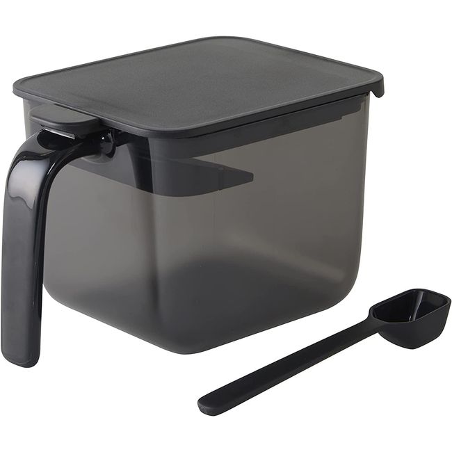 Marna K775BK Condiment Pot with Spoon (Wide / Black) Condiment Container (Moisture Proof) Condiment Container Case (Good Lock Container)