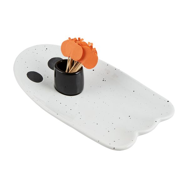 Mud Pie Halloween Tray Toothpicks, Ghost, 9.52" x 5"