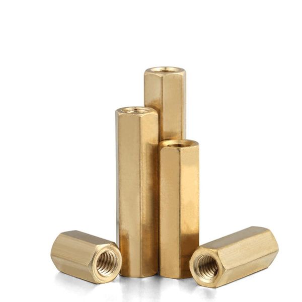 MACHSWON 50 PCS Hexagonal Internal Thread Two-Way Copper Column M2*7mm Hex Brass Spacer Standoff Screw Nut Threaded Hexagon Pillar Copper Column