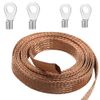 Flat Copper Braid Cable,16mm Flat Copper Braided Ground Strap Wire, Flexible Shielding Wire Mesh（16.4ft）