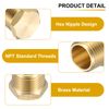 Sourcing Map 2Pcs Brass Hex Head Plug Cap Fitting, 1/2" NPT Male, Gold