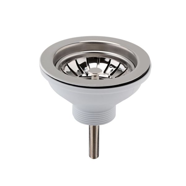 Kitchen Sink Waste with Strainer Basket, 90mm Standard Fitting - Chrome